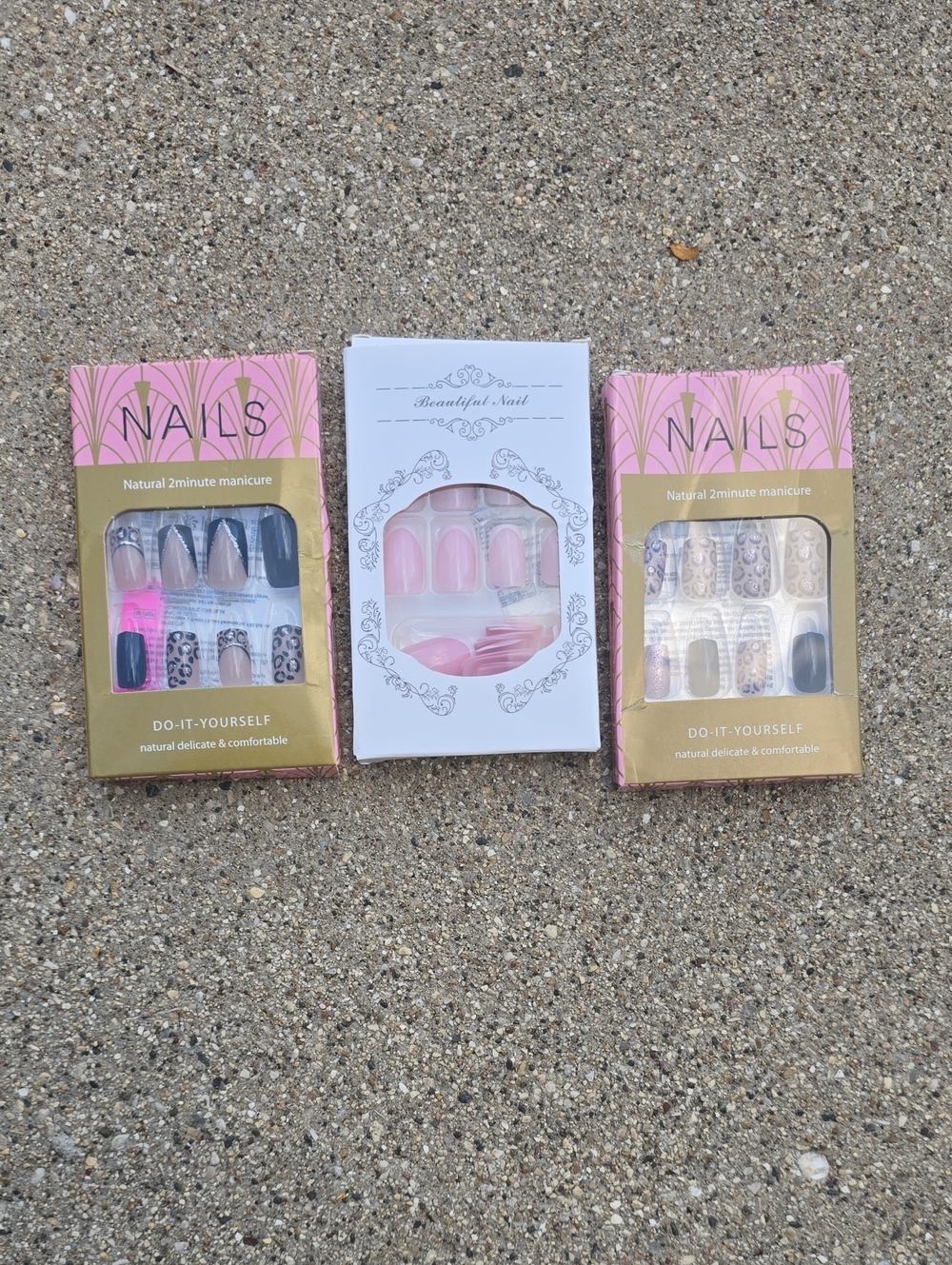 Pink & Neutral Press-On Nail Trio – Elegant At-Home Manicure